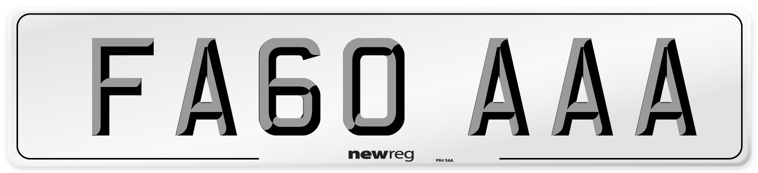 FA60 AAA Number Plate from New Reg